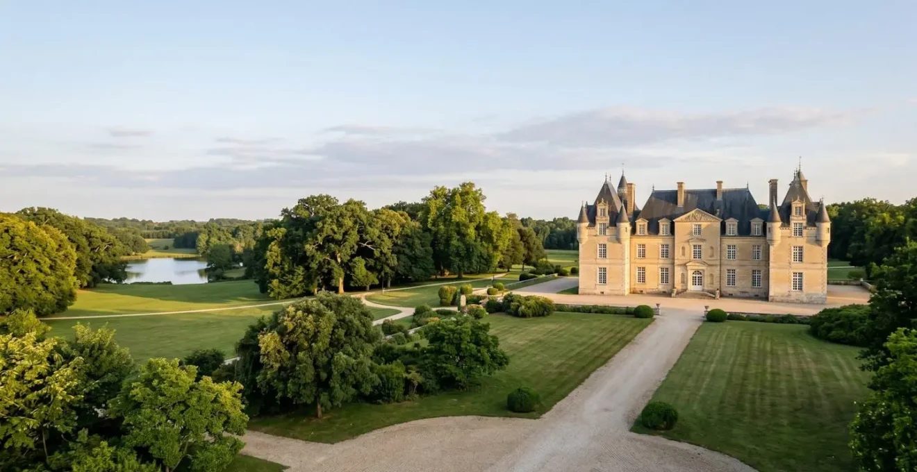 Demeure de prestige avec architecture classique dans un environnement naturel préservé illustrant l'exclusivité du marché immobilier off-market