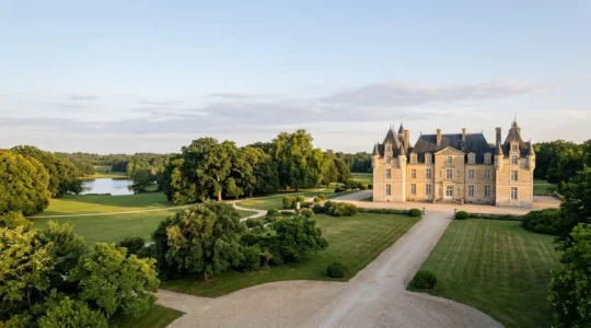 Demeure de prestige avec architecture classique dans un environnement naturel préservé illustrant l'exclusivité du marché immobilier off-market