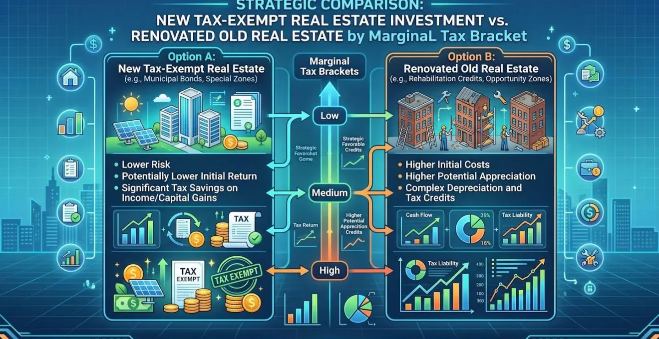 Comparaison stratégique entre investissement immobilier neuf défiscalisé et ancien rénové selon tranche marginale d'imposition