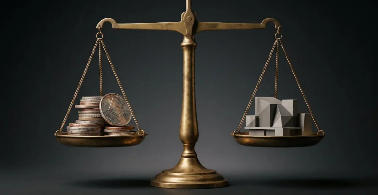 Balance métaphorique illustrant l'arbitrage entre cash-flow immédiat et plus-value à long terme