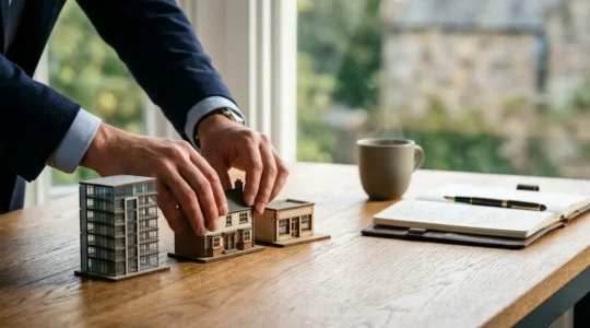 Investisseur examinant différents types de propriétés pour optimiser son investissement immobilier selon ses objectifs