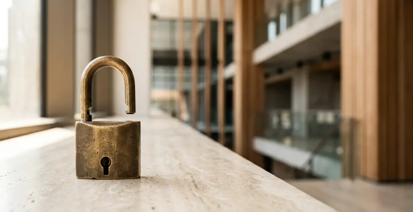 Concept abstrait de déblocage d'une transaction immobilière avec gestion du temps et coordination