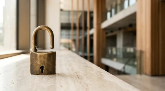Concept abstrait de déblocage d'une transaction immobilière avec gestion du temps et coordination