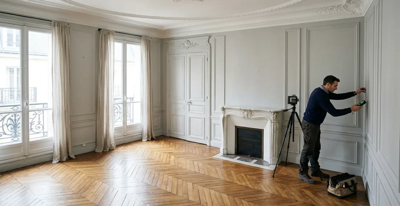 Inspection technique détaillée d'un appartement haussmannien de prestige avec focus sur les éléments structurels à vérifier