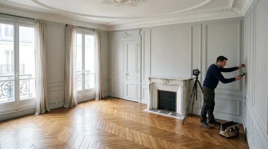 Inspection technique détaillée d'un appartement haussmannien de prestige avec focus sur les éléments structurels à vérifier