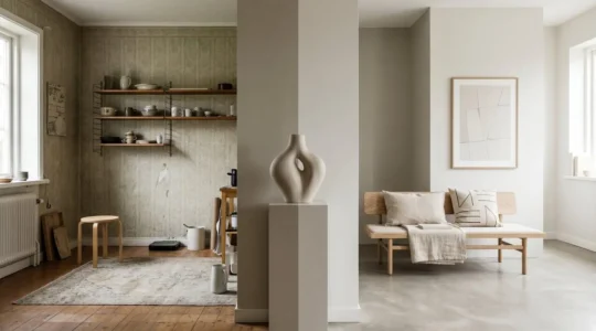 Composition éditoriale illustrant la valorisation immobilière par la décoration