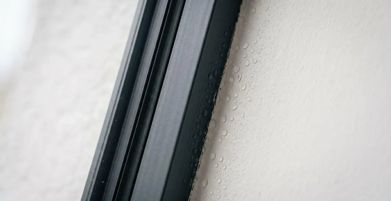 Illustration du phénomène de condensation et de pont thermique autour d'une fenêtre neuve dans un mur mal isolé