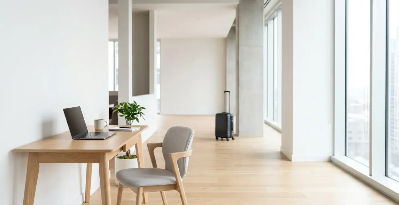 Environnement professionnel moderne symbolisant la mobilité des jeunes actifs et locataires premium