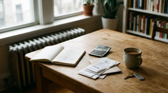 Optimisation du budget logement d'un locataire français avec documents financiers et calculatrice