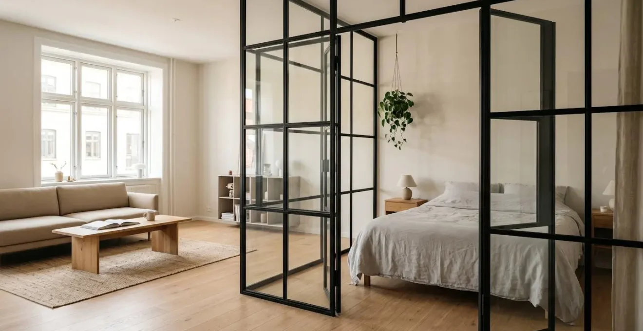 Aménagement intérieur d'un appartement moderne avec verrière et optimisation de l'espace pour gagner une chambre