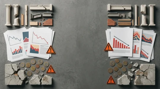Concept visuel représentant les risques cachés de l'investissement en crowdfunding immobilier