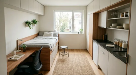 Studio étudiant de 18 mètres carrés aménagé de manière fonctionnelle avec espaces de vie optimisés
