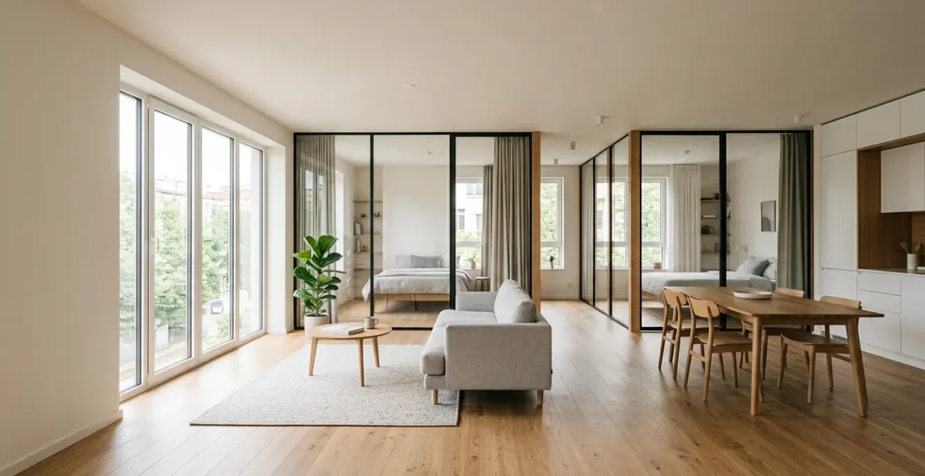 Appartement T3 moderne transformé avec plusieurs chambres pour optimiser la rentabilité locative en colocation