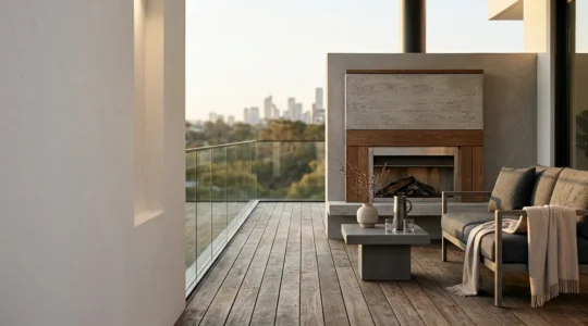 Détail architectural premium d'une propriété moderne valorisant ses atouts uniques pour une vente optimale