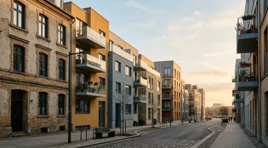 Vision panoramique d'un environnement urbain moderne montrant l'évolution du marché immobilier